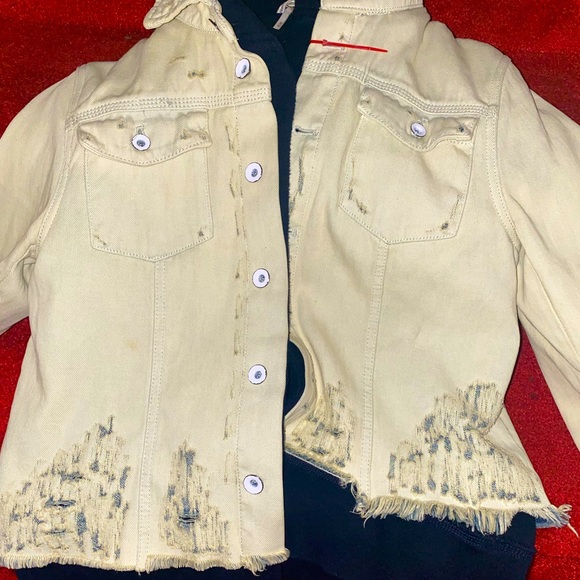 Layered hooded jean jacket
